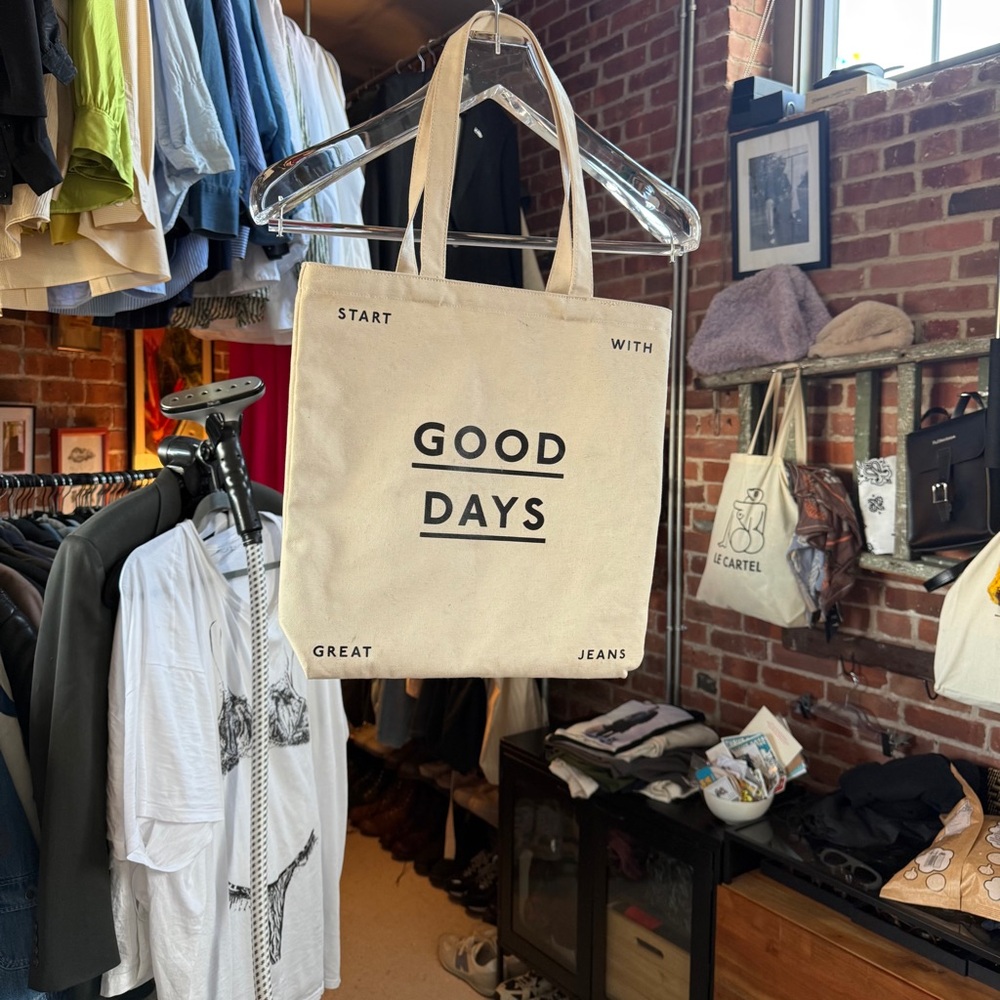 Canvas Tote Bag with Black Text